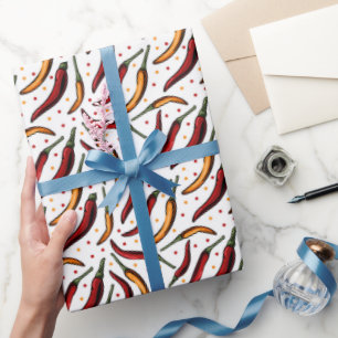 Papel De Presente Padrão de Peppers Red Chili