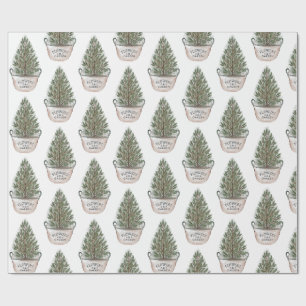 Papel De Presente Padrão de Pequena Árvore de Natal