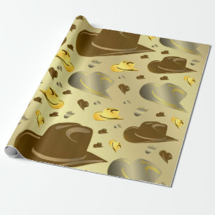 Papel De Presente padrão de pequenos chapéus de cowboy em tons de ma