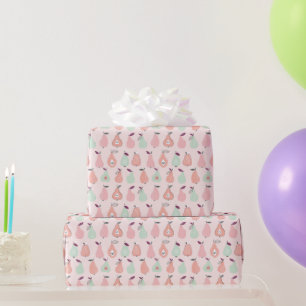 Papel De Presente Padrão de Pera Rosa Desenhado à Mão