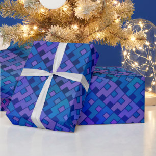 Papel De Presente Padrão de Pergunta Violeta Azul