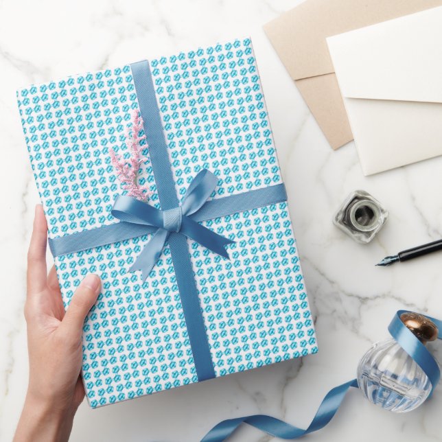 Papel De Presente Padrão de pérolas azul (Presentear)