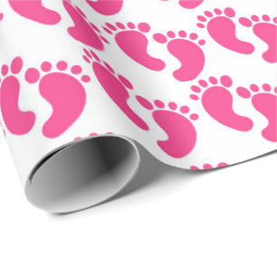 Papel De Presente Padrão de pés de bebê azulejado rosa fofo