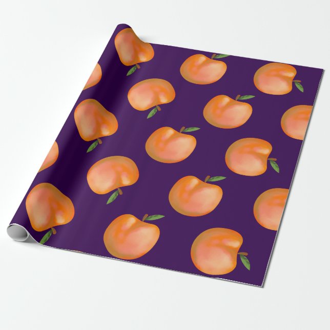 Papel De Presente padrão de pêssego brilhante fofo (Desenrolado)
