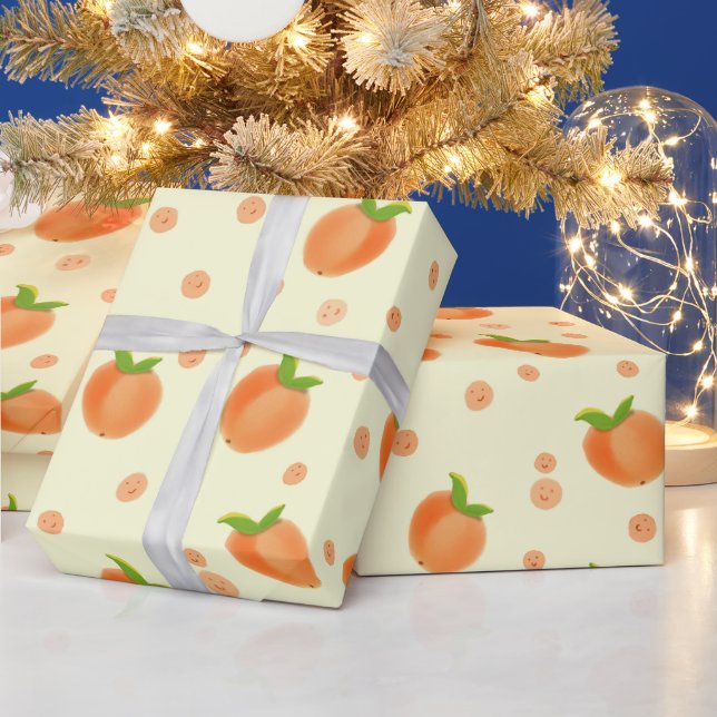 Papel De Presente Padrão de Pêssego de Verão Doce (Feriados)