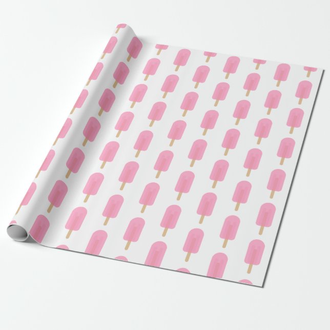 Papel De Presente Padrão de picolé cor-de-rosa (Desenrolado)