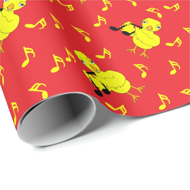 Papel De Presente Padrão de Pintinho de Nota de Música (Ponta do rolo)