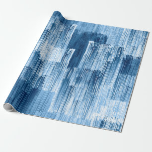 Papel De Presente padrão de pintura de pincéis azuis abstrato