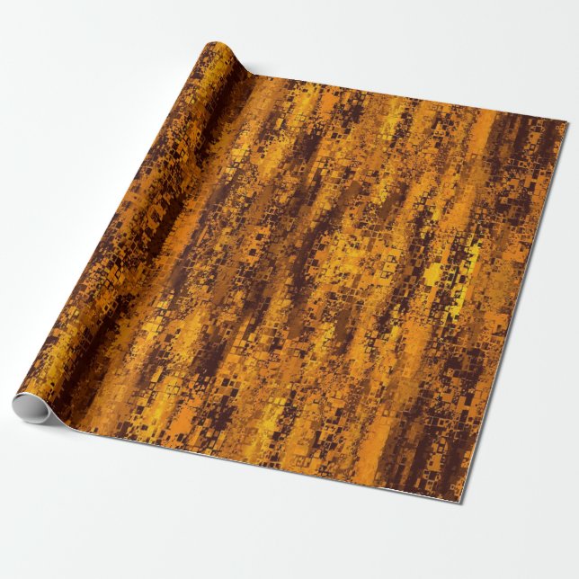 Papel De Presente Padrão de pixel Dourado e preto (Desenrolado)