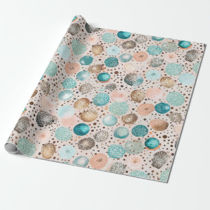 Papel De Presente Padrão de Ponto de Abstrato Shimmering em Turquesa