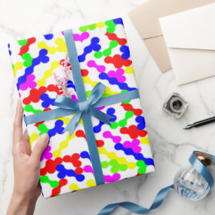 Papel De Presente Padrão de Ponto Zigzag Vibrante