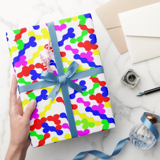 Papel De Presente Padrão de Ponto Zigzag Vibrante (Presentear)