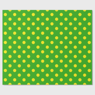 Papel De Presente Padrão de Pontos Amarelos em Verde Design 