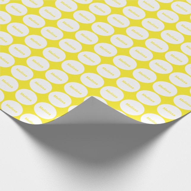 Papel De Presente Padrão De Pontos Brancos Em Amarelo Com Nome (Ponta)