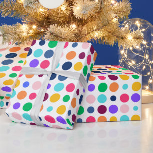 Papel De Presente Padrão de Pontos Coloridos