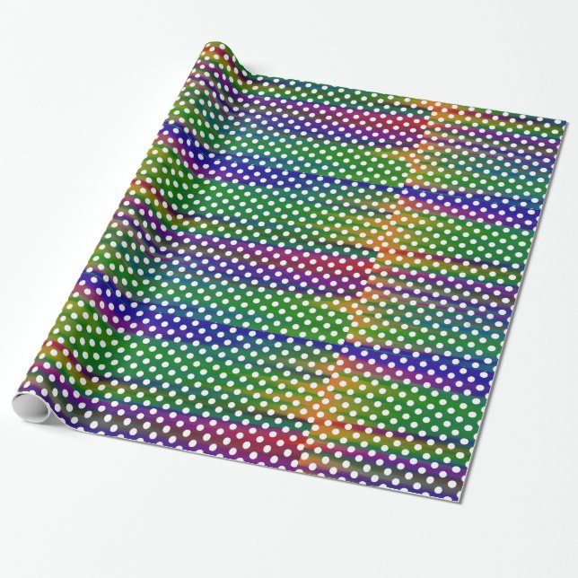Papel De Presente Padrão de Pontos Coloridos (Desenrolado)