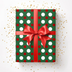 Papel De Presente Padrão de Pontos Cute Natal Verde Vermelho