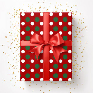 Papel De Presente Padrão de Pontos Cute Natal Vermelho Verde