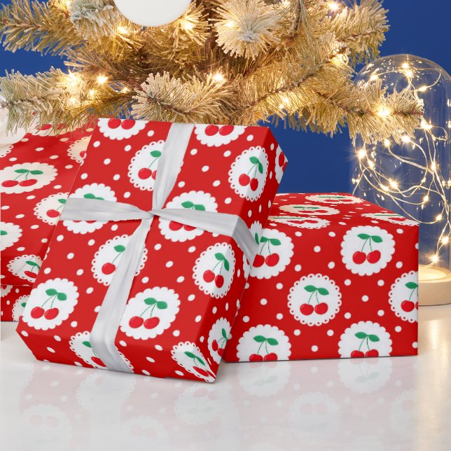 Papel De Presente Padrão de Pontos de Cereja – Presente e Decoração  (Feriados)