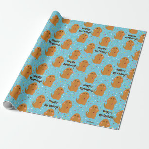 Papel De Presente Padrão de Pontos e Estrelas Azuis do Snuffleupagu