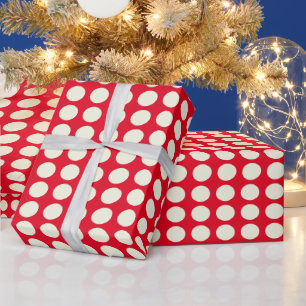 Papel De Presente Padrão de pontos geométricos vermelhos e brancos