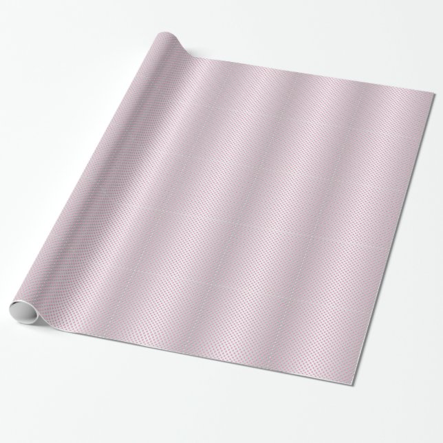 Papel De Presente Padrão de Pontos Pink e Branco Prateado (Desenrolado)