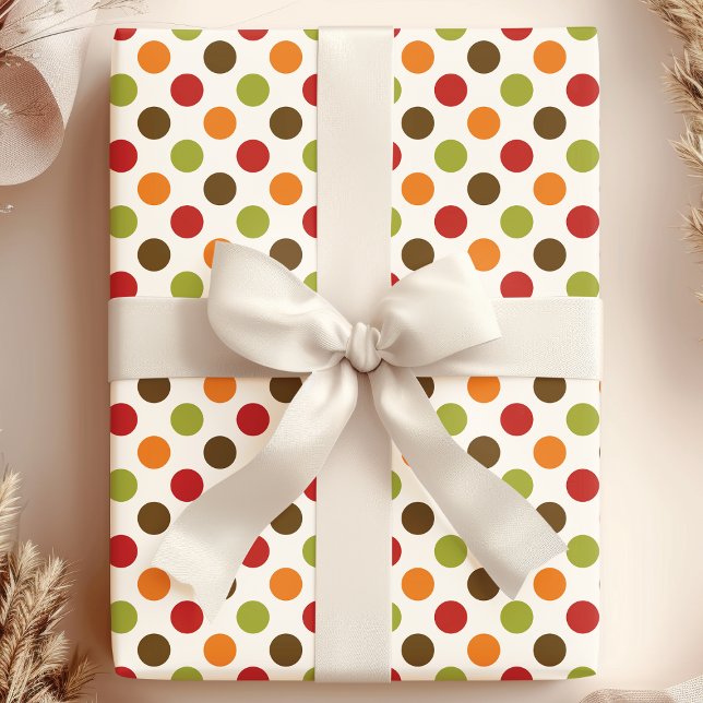 Papel De Presente Padrão de Pontos Polka de Outono (Criador carregado)