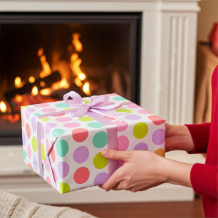 Papel De Presente Padrão de Pontos Polka em Pastel Suave