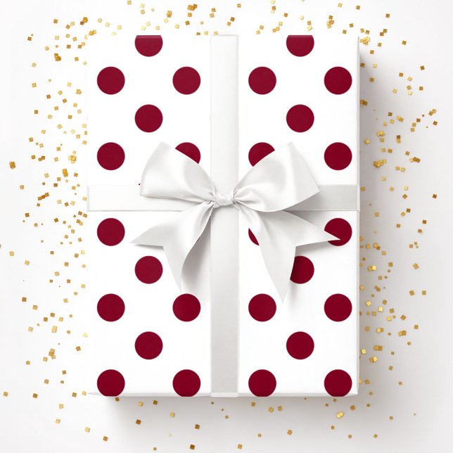 Papel De Presente Padrão de Pontos Polka Vermelho Borgonha (Burgundy Red Polka Dots Pattern Wrapping Paper)
