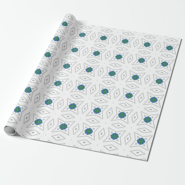 Papel De Presente Padrão de pontos verdes brancos (Desenrolado)
