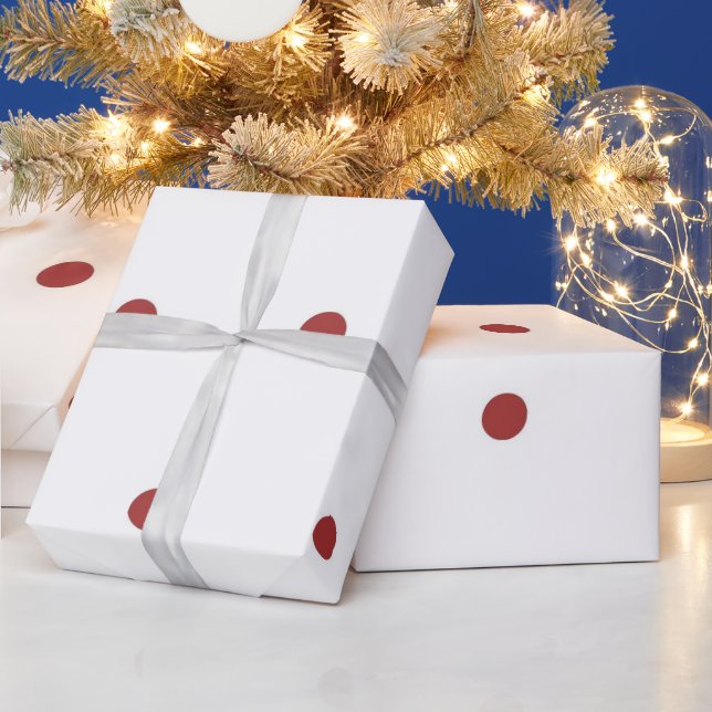 Papel De Presente Padrão de Pontos Vermelhos e Brancos Clássicos (Feriados)