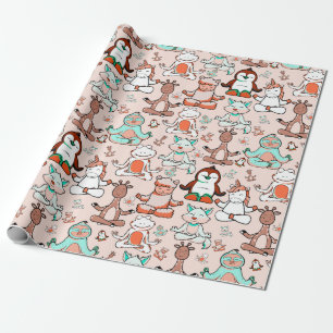 Papel De Presente Padrão de poses de ioga Padrão sem costura de