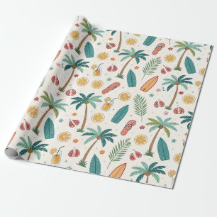 Papel De Presente Padrão de Praia de Verão Tropical (1)