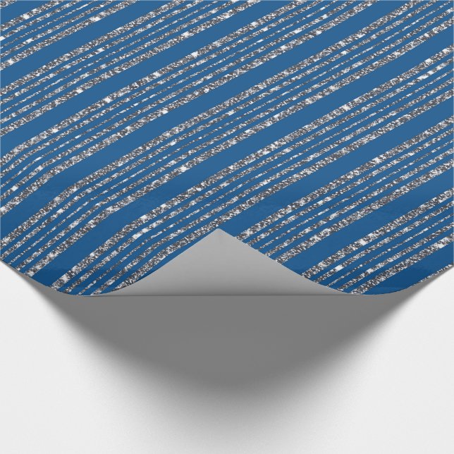 Papel De Presente Padrão de Prata Azul (Ponta)