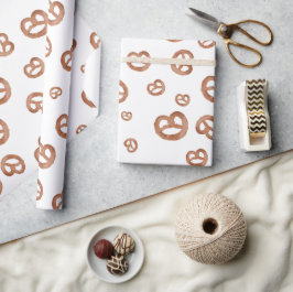 Papel De Presente Padrão de Pretzel de Mola Salgada