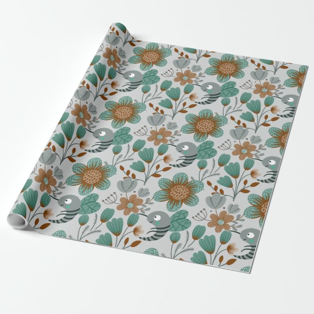 Papel De Presente Padrão de Primavera colorida (Desenrolado)
