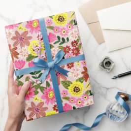 Papel De Presente Padrão de primavera da Páscoa com flores de margar