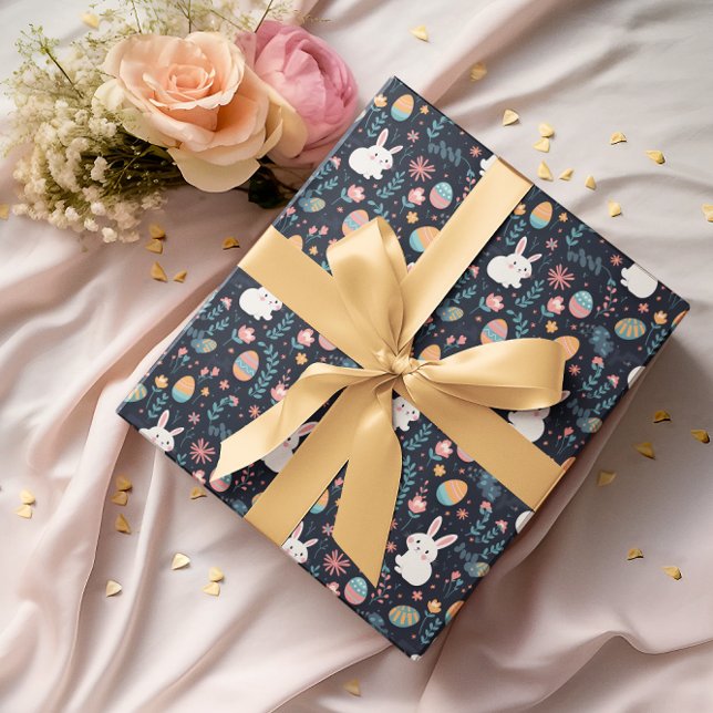 Papel De Presente Padrão de Primavera do Coelho da Páscoa (Criador carregado)