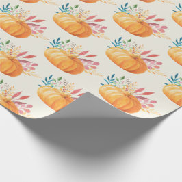 Papel De Presente Padrão De Pumpkin De Cor Laranja Coca-Laranja