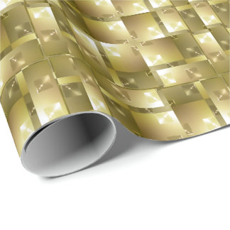 Papel De Presente Padrão de Quadrados Geométricos com Joias