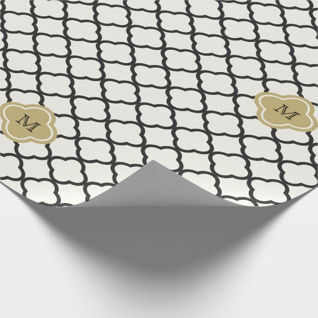 Papel De Presente Padrão de Quatrefoil de Monograma Chic Casamento A (Ponta)