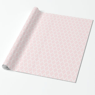 Papel De Presente Padrão de Quatrefoil Marroquino Branco da rosa cla