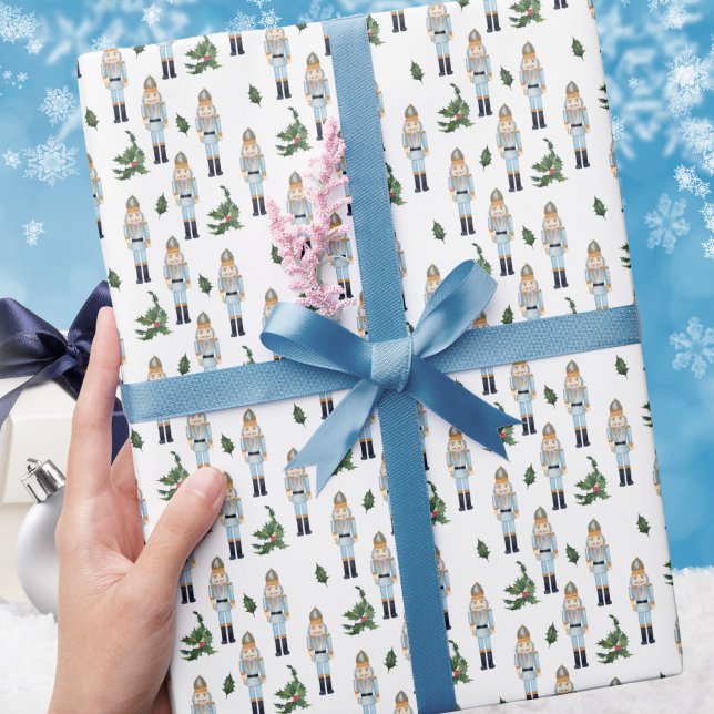 Papel De Presente Padrão de Quebra-Nozes de Natal Moderno e Elegante (Criador carregado)