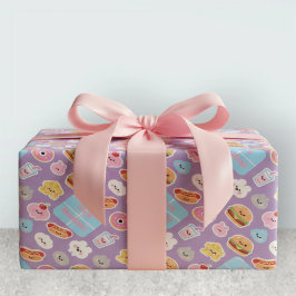 Papel De Presente Padrão de Queijo de Comida Rápida Kawaii