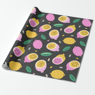 Papel De Presente Padrão de rabisco de limão, dra de fruta de citr