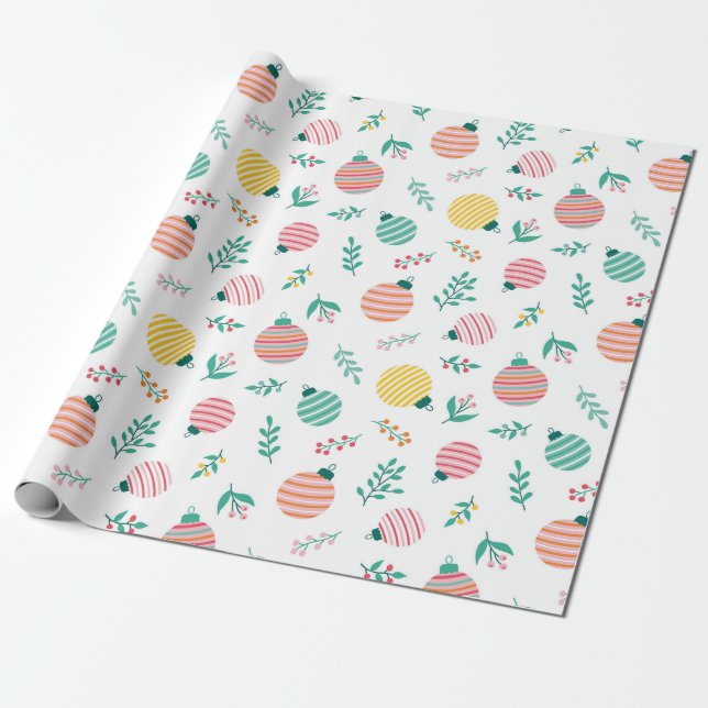 Papel De Presente Padrão de Ramais e Ornamentos (Desenrolado)