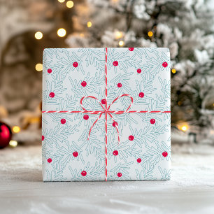 Papel De Presente Padrão de Ramo de Inverno Ramo de Pinheiro Mínim