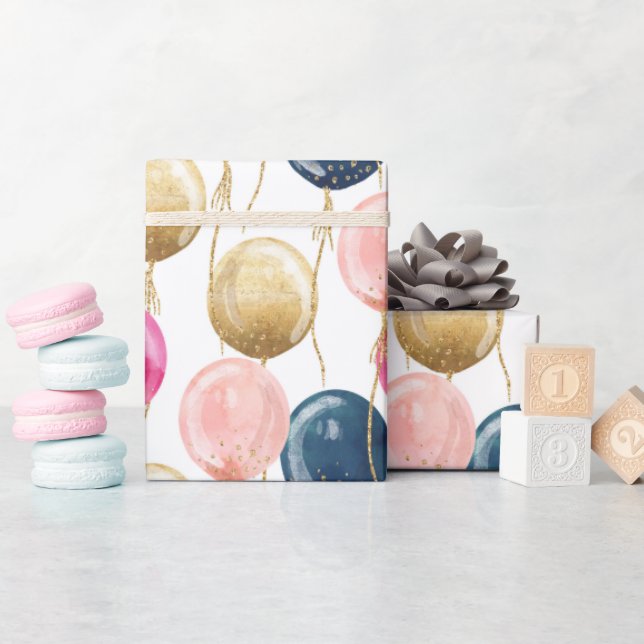 Papel De Presente Padrão de Rapariga de Aniversário (Chá de bebê)