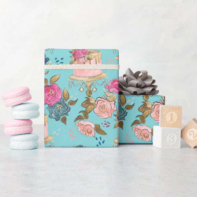 Papel De Presente Padrão de Rapariga de Aniversário (Chá de bebê)