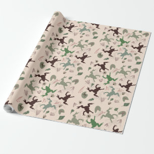 Papel De Presente Padrão de Rãs Boho Botânico
